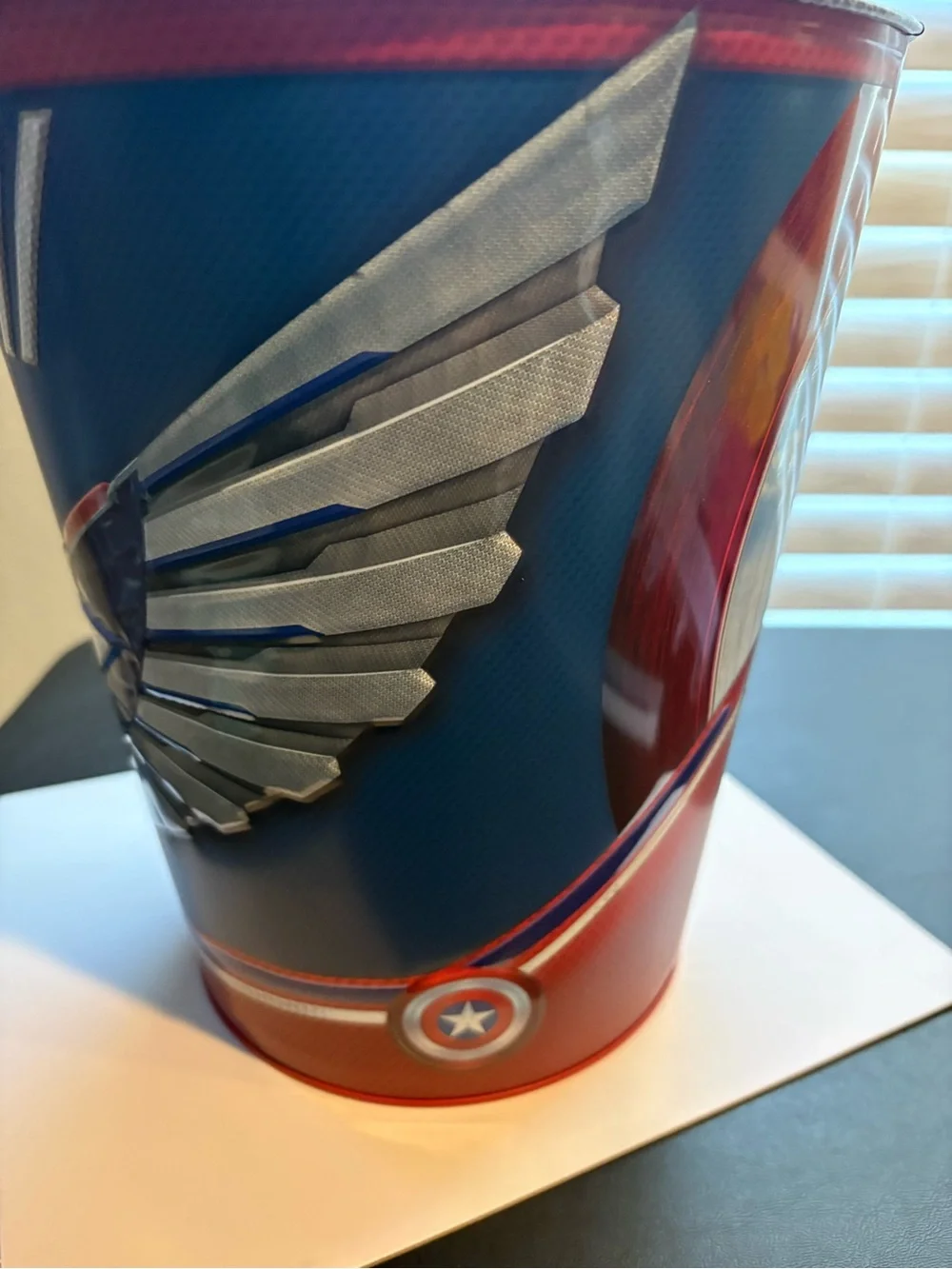 Marvel Studios Captain America Metal Trash Can Red Blue Silver